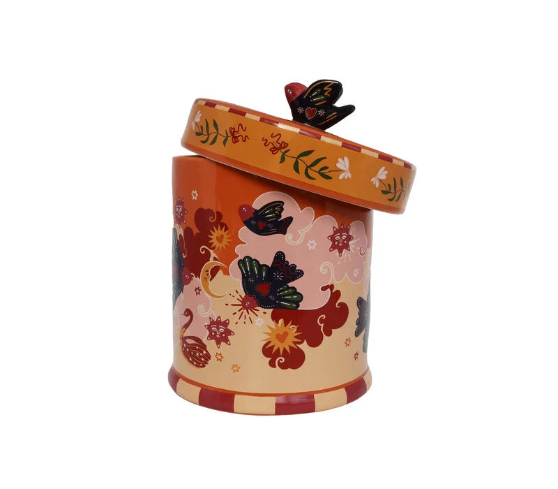 Pot Orange avec Oiseaux