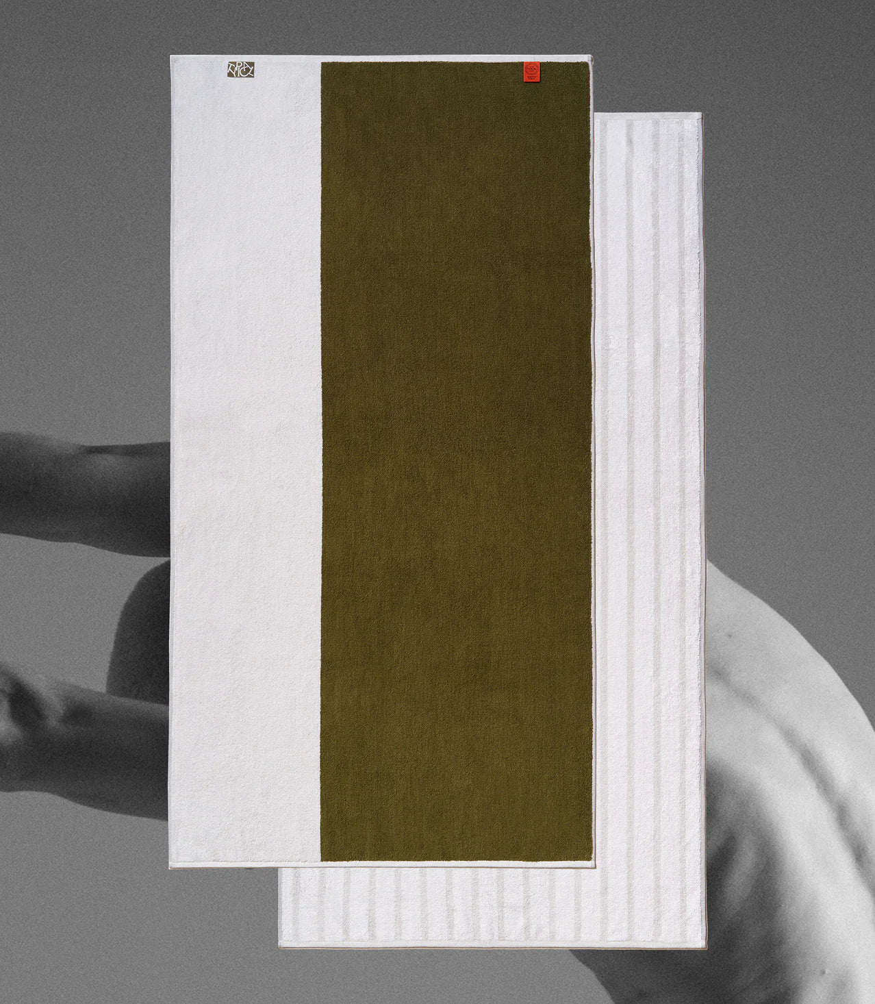 Serviette de Bain Two-Tone B Side - Ceramic Clay, Moss Green