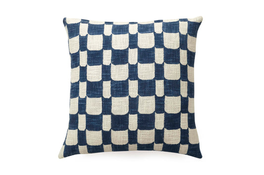 Coussin imprimé à carreaux Aaakar - Indigo