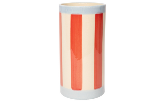 Vase Rayé - rouge/bleu clair