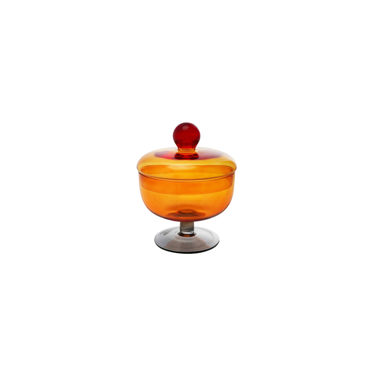 Bocal en Verre sur Pied avec Couvercle Ambre+Vert