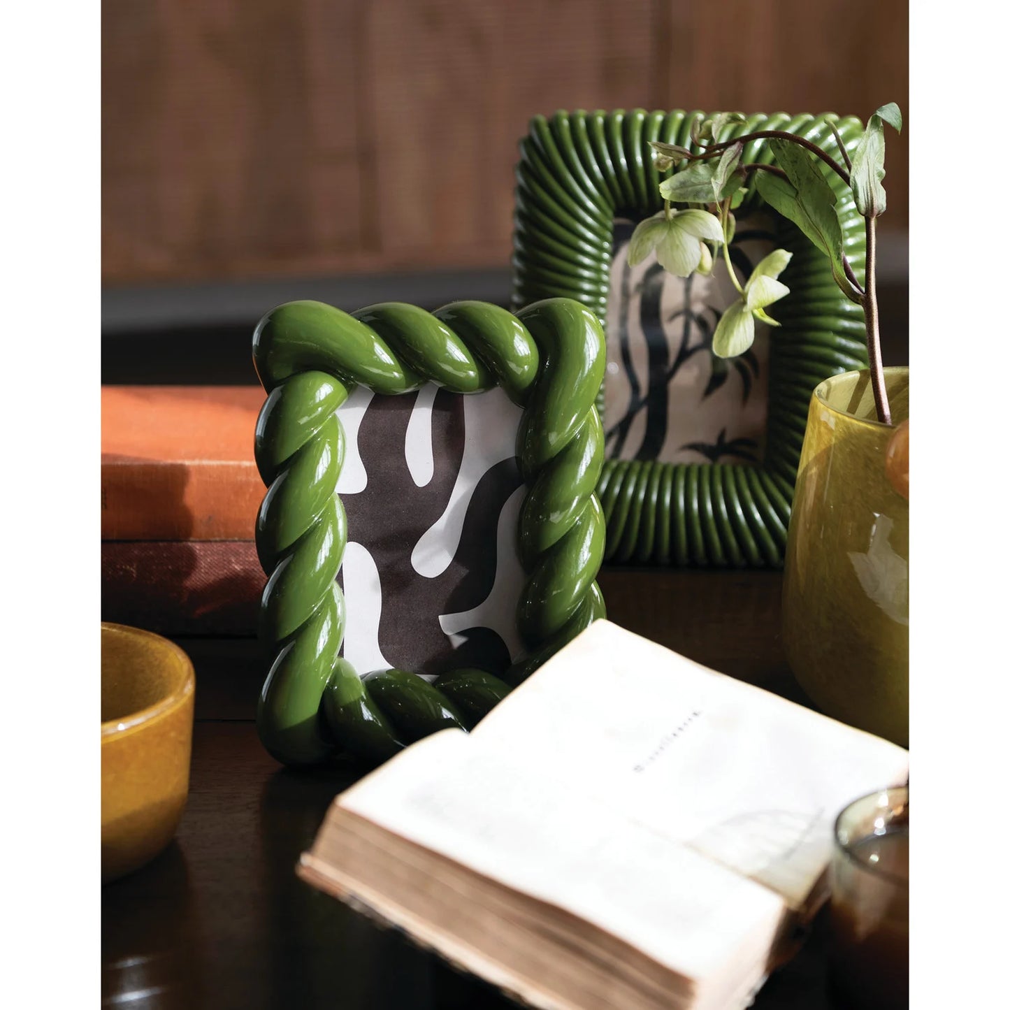 Cadre Photo en Résine Nervurée Vert 4x6