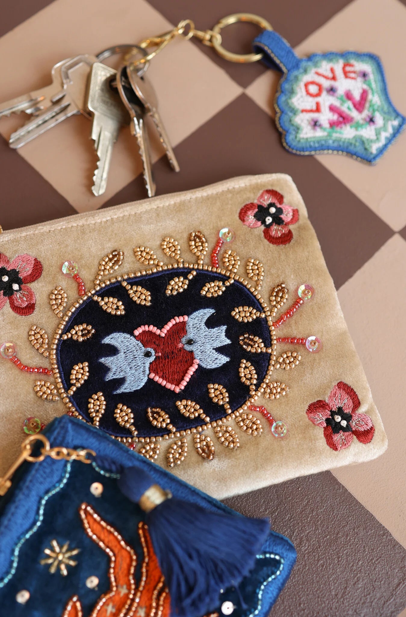 Pochette Perlée Tourtereaux