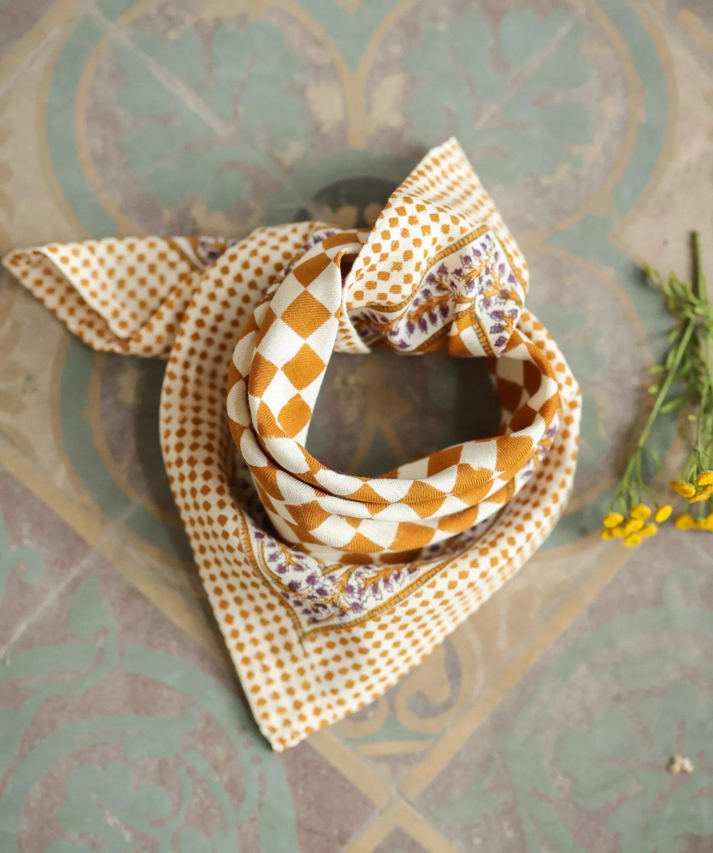 Petit Foulard - Damier Caramel