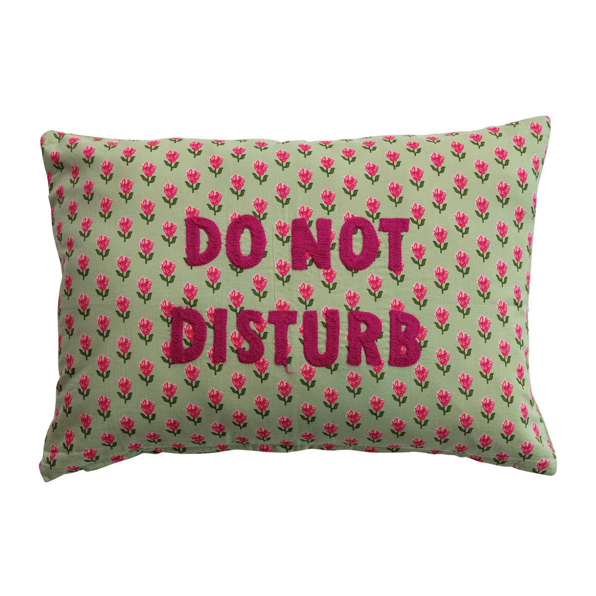 Coussin à Motif Floral & Broderie – Do Not Disturb