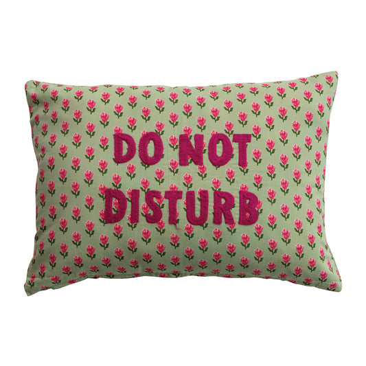 Coussin à Motif Floral & Broderie – Do Not Disturb