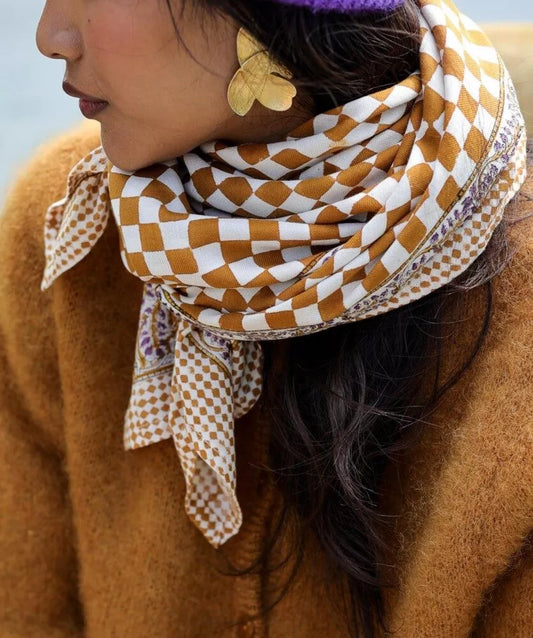 Foulard - Damier caramel