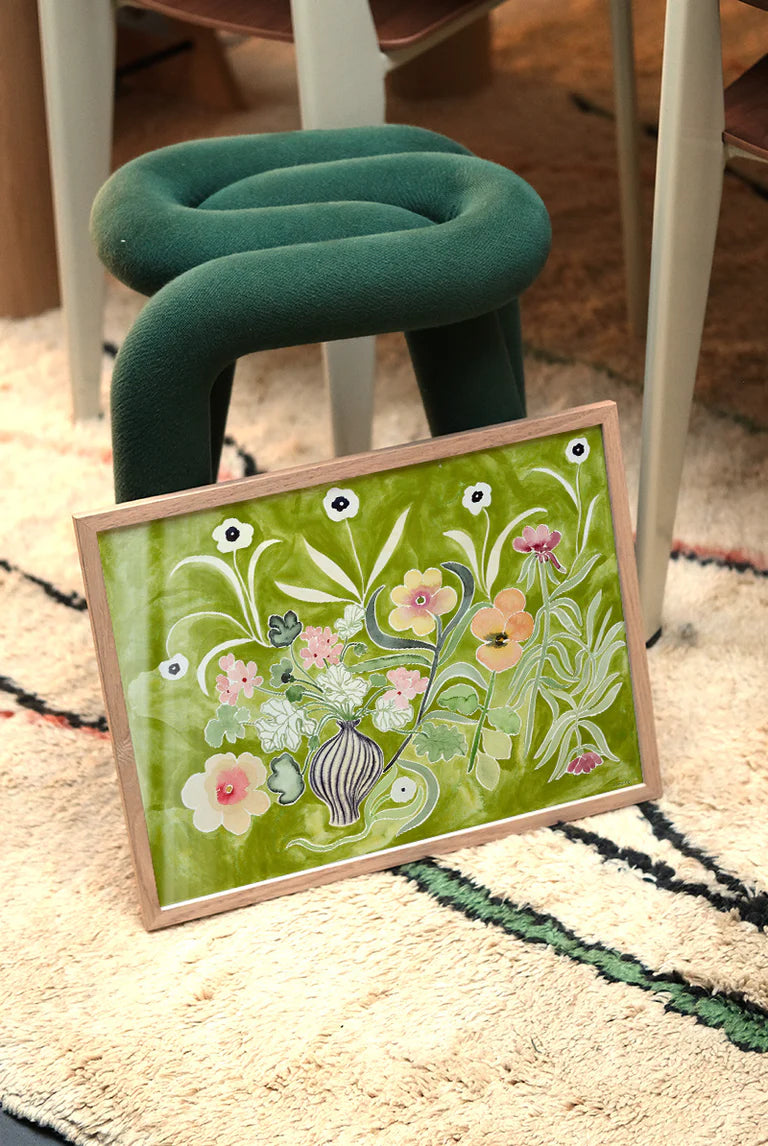 Print La Poire Green Flora