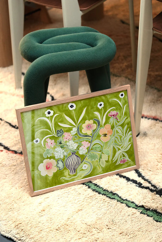 Print La Poire Green Flora