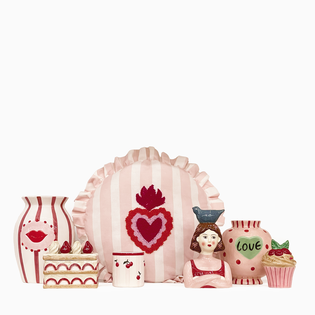 Vase Bouche Rayure Rouge