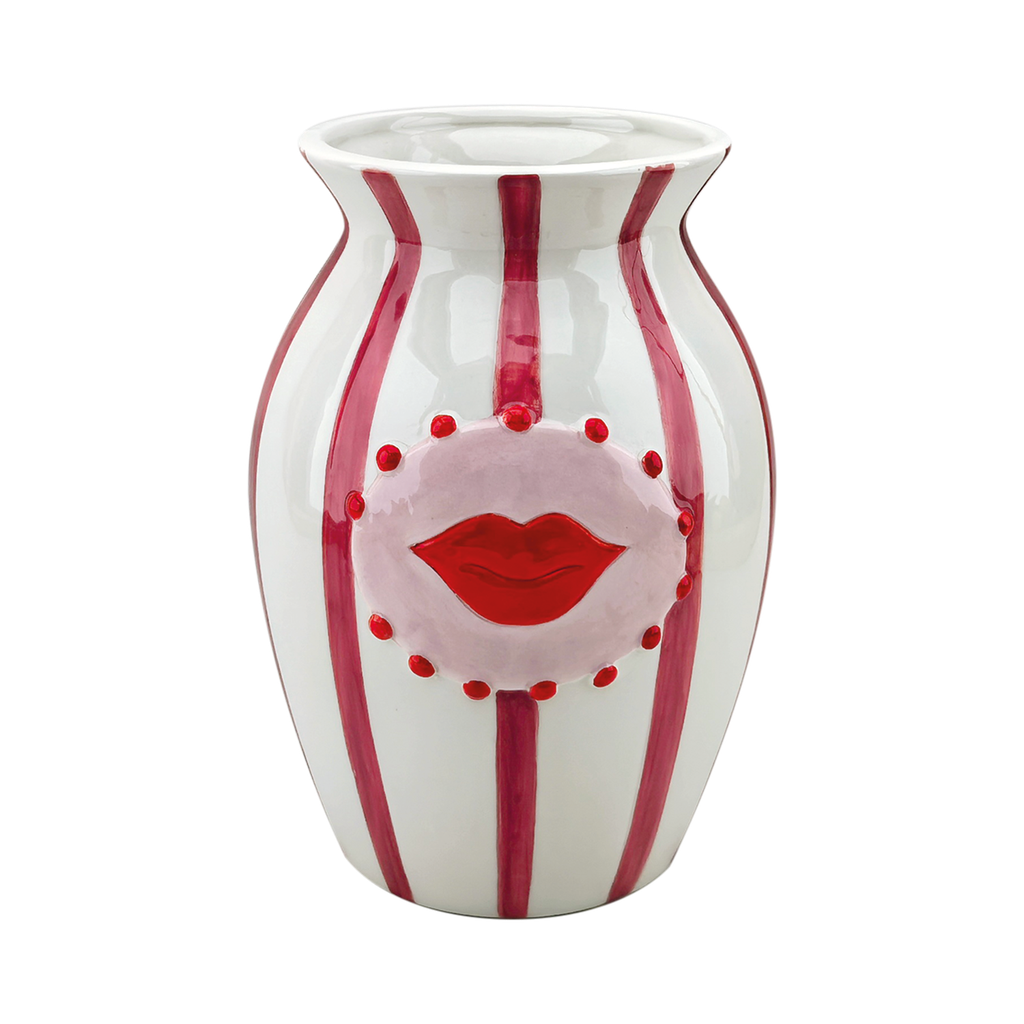 Vase Bouche Rayure Rouge