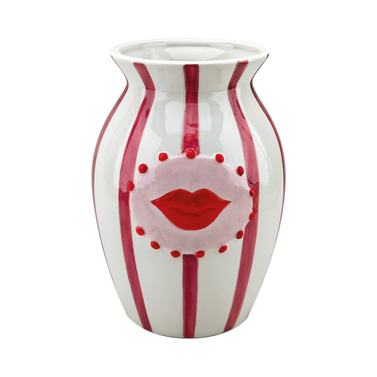 Vase Bouche Rayure Rouge