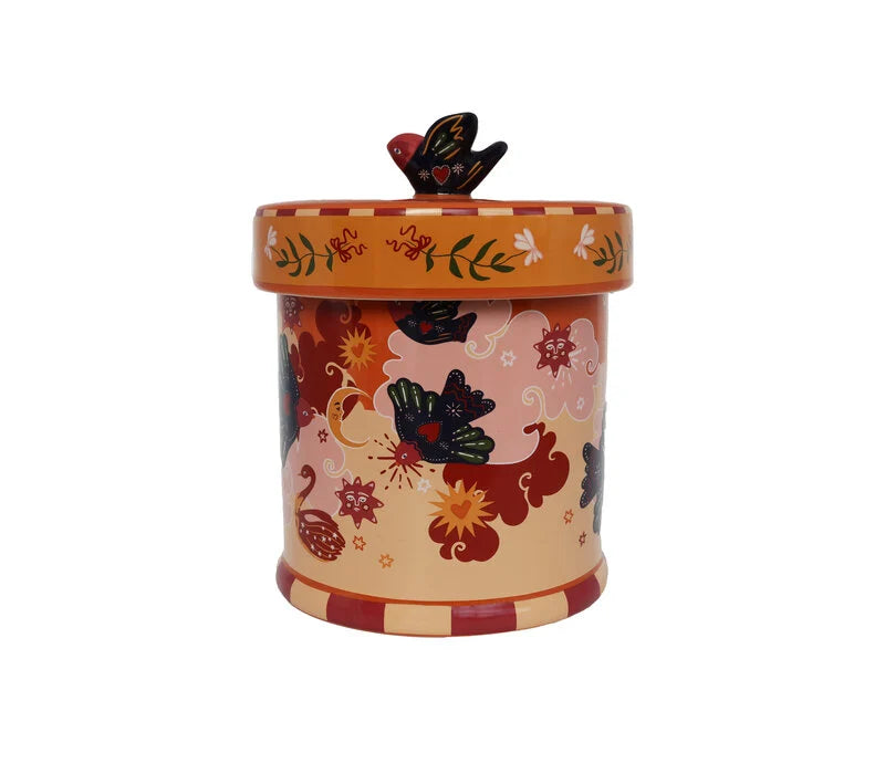 Pot Orange avec Oiseaux