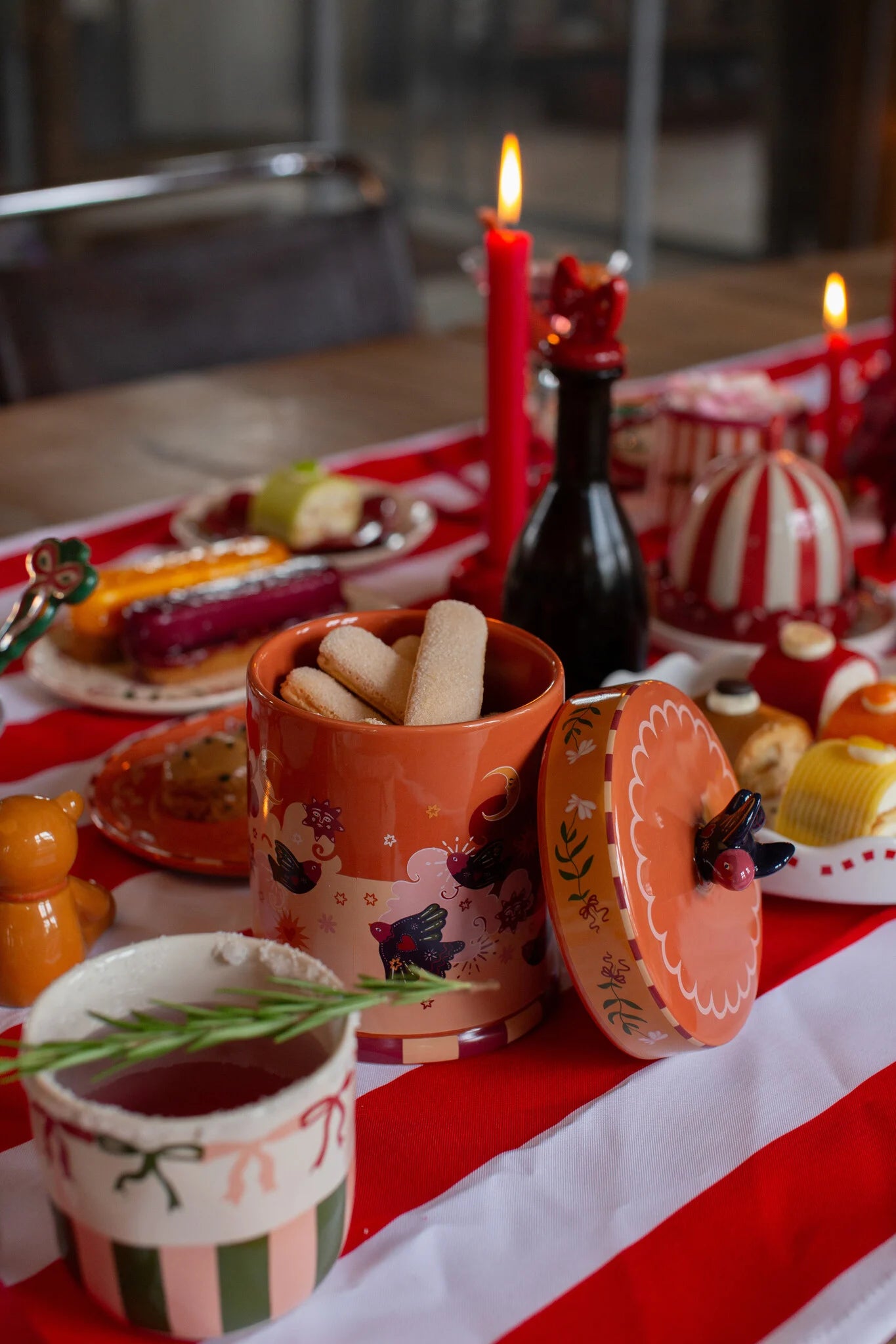 Pot Orange avec Oiseaux