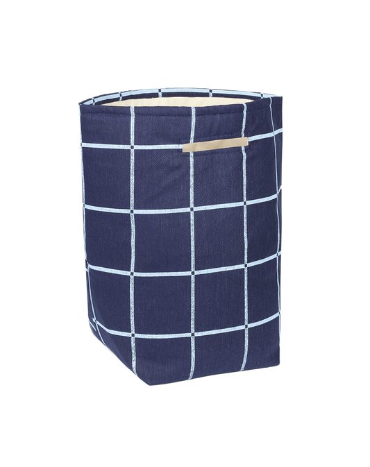 Grand Panier de Rangement Navy Bleu Windowpane