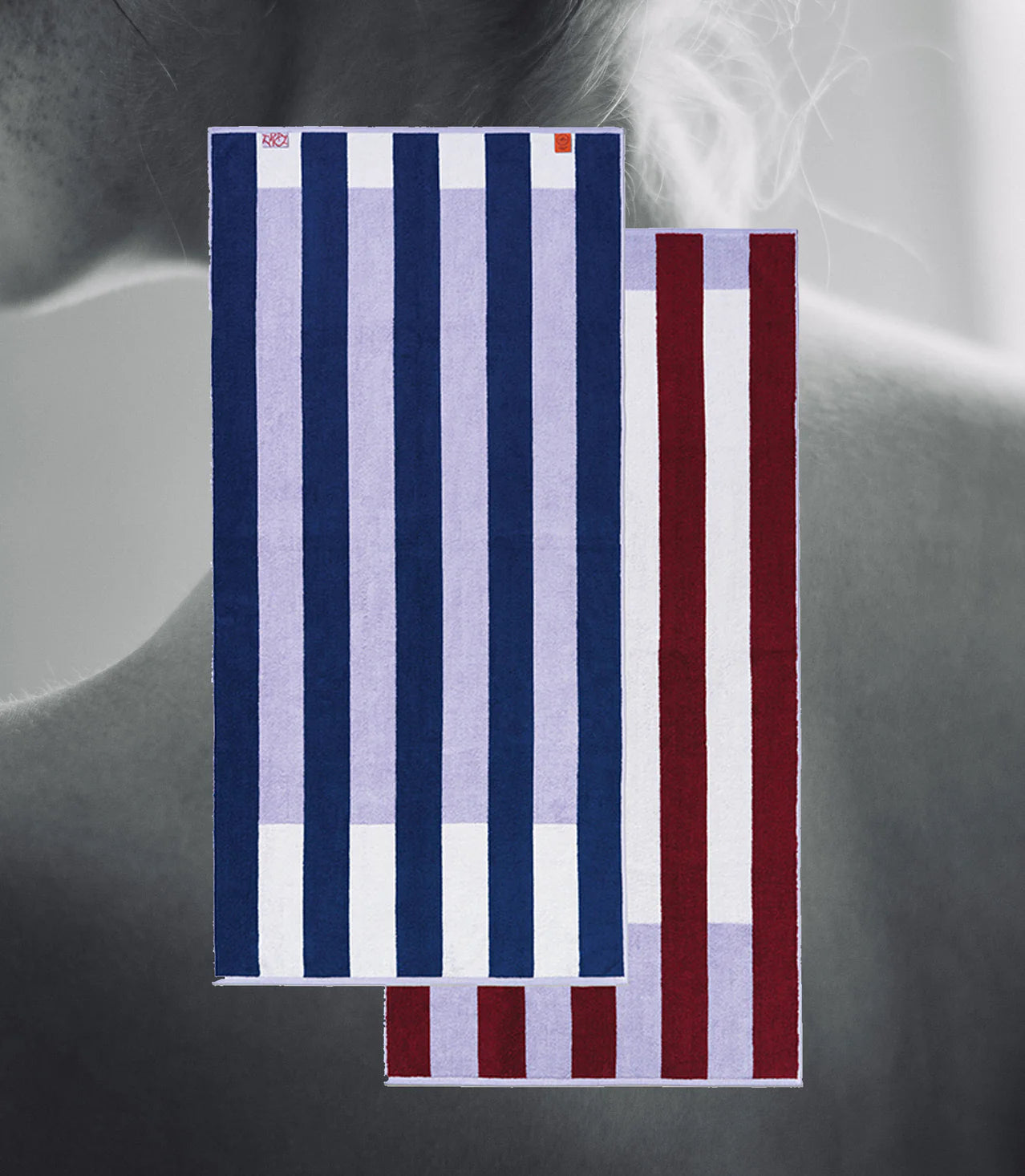 Serviette de Bain Offset Stripe - Studio Navy, Lilac, Workshop White