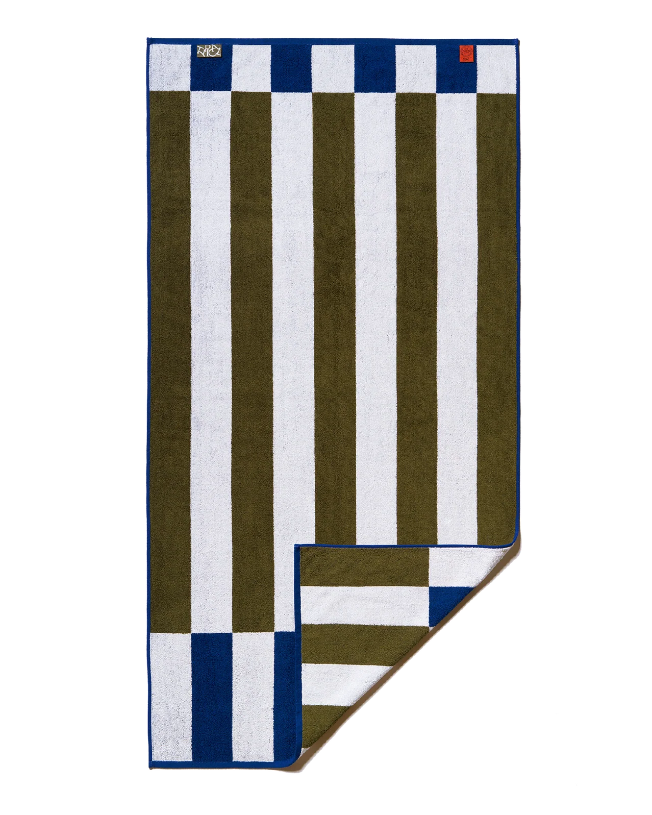 Serviette de Bain Offset Stripe - Studio Navy, Moss Green, Workshop White