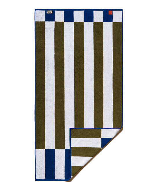 Serviette de Bain Offset Stripe - Studio Navy, Moss Green, Workshop White