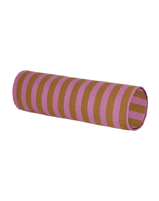 Coussin Cylindre Rose Curry Rayure