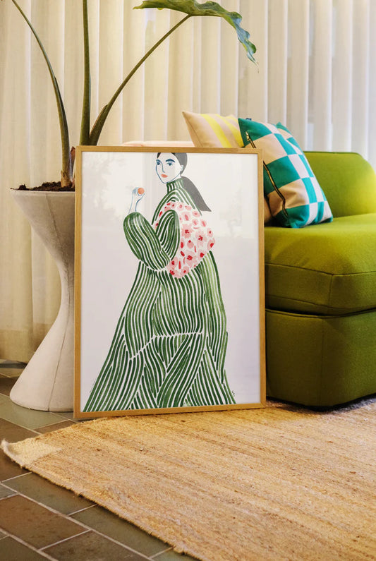 Print La Poire Green Coat