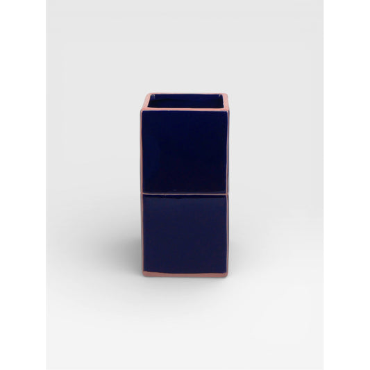 Vase Double Tile Bleu/Rose