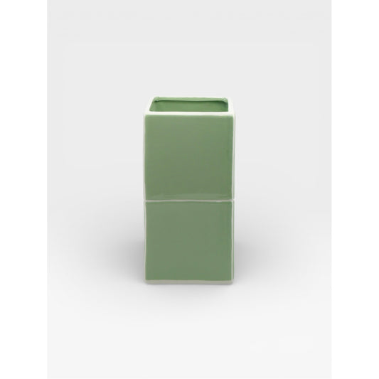 Vase Double Tile Vert/Blanc